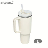 Vaso de acero inoxidable de 887 ml – Botella de agua aislada al vacío de 40 oz con asa, tapa y pajita