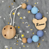 Clip para chupete de bebé personalizado: soporte de cuentas de silicona con nombre personalizado y colgante para mordedor, regalo