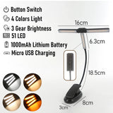 Rechargeable LED Book Light with Adjustable Brightness and Color Modes