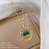 Trendy Stainless Steel Star Pendant Necklace – Women’s Zircon Charm Jewelry