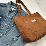 Corduroy Casual Tote Bag for Women – Stylish & Spacious Everyday Bag