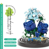 Juego de bloques de construcción con rosas y suculentas en macetas: decoración del hogar con flores eternas