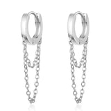 925 Sterling Silver Double Layer Tassel Hoop Earrings – Trendy Cold Style Fashion Jewelry for Women