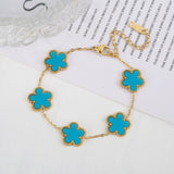 Adjustable Five-Flower Stainless Steel Bracelet for Women