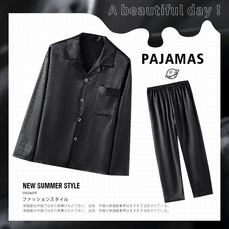 Men’s Long Sleeve Pajama Set – Soft Knit Sleepwear for All-Season Comfort