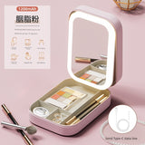 Foldable LED Makeup Mirror with Storage – Portable Vanity Organizer for Dorms & Travel