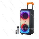 Dual 8-Inch 40W Bluetooth Flame Light Karaoke Speaker with Remote & Wireless Mic