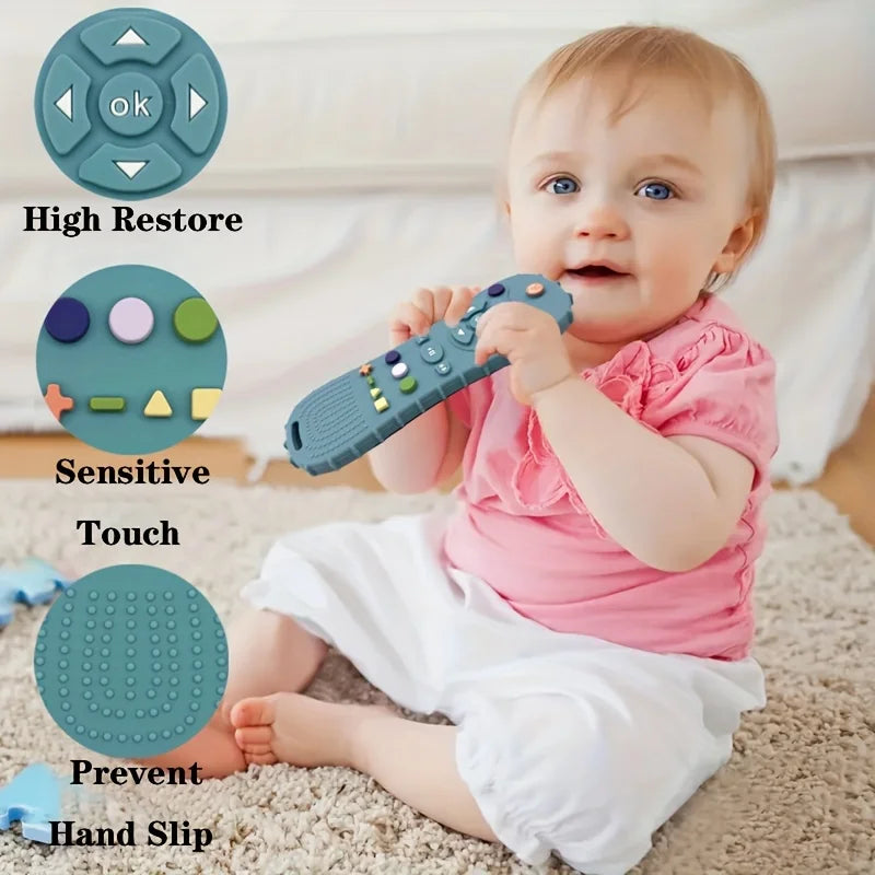 Mordedor de silicona para bebés: forma con control remoto, sin BPA y apto para alimentos