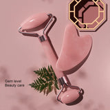 Natural Pink Jade Roller for Face with Gua Sha for Anti-Aging