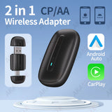 2-in-1 Wireless CarPlay & Android Auto Adapter – USB/Type-C Plug & Play
