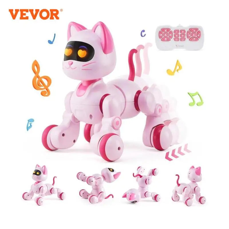 Remote Control Robot Cat Toy – Interactive Programmable Pet with Music, LED Eyes & Touch Response