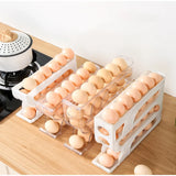 Caja de almacenamiento de huevos con ruedas automáticas - Organizador de huevos para refrigerador de múltiples capas para 30 huevos | Rejilla de conservación de huevos de cocina eficiente