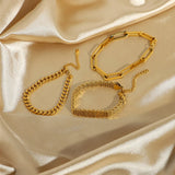 Classic Gold-Plated Stainless Steel Snake Chain Bracelet for Women