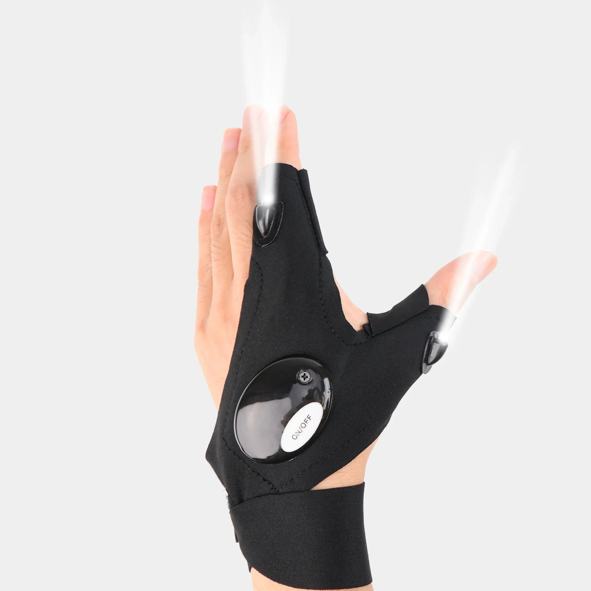 Guantes con linterna LED de medio dedo: resistentes al agua y duraderos para actividades al aire libre y nocturnas