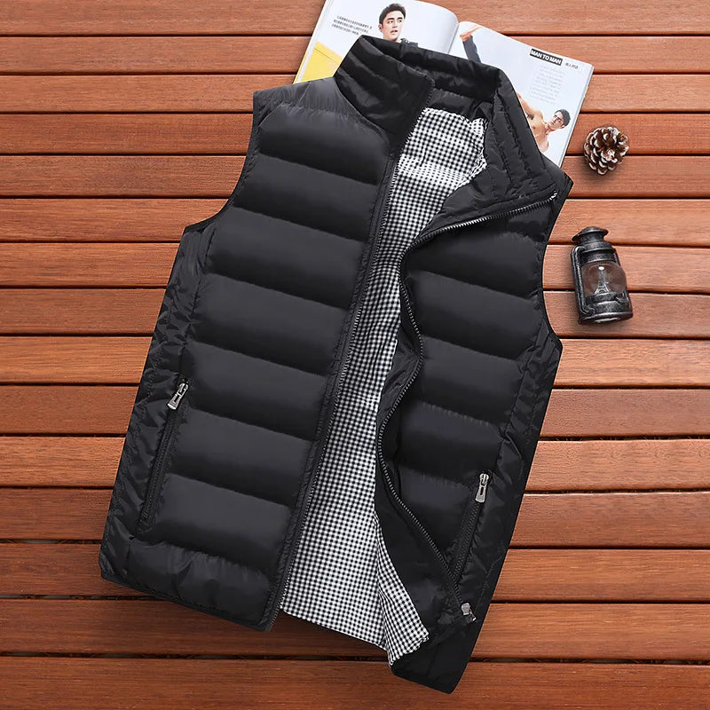 Men's Windproof Winter Vest - Warm Thicken Sleeveless Jacket with Zipper