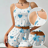Women's Summer Pajama Set - Sleeveless Tank Top & Shorts Sleepwear