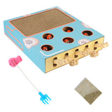 Interactive Wooden Mouse Hunting Toy for Cats with Scratch Board