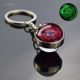 Glow-in-the-Dark Glass Ball Keychain – Trendy Fluorescent Metal Accessory