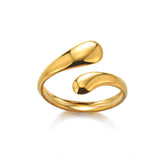 Minimalist Geometric Stainless Steel Ring – Elegant Gold-Tone Adjustable Band