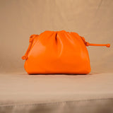Women's PU Leather Dumpling Shoulder Bag – Elegant Ruched Crossbody & Clutch Handbag