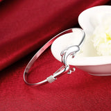 925 Sterling Silver Open Cuff Bracelet for Women - Trendy Adjustable Bangle Jewelry
