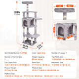 Indoor Cat Tree – Multi-Level Tower with Condo, Sisal Scratching Posts, Hammock & Perch