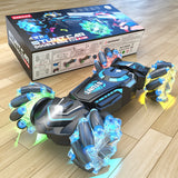 Coche acrobático RC 4x4: juguete de control remoto con luces, rotación de 360° y derrape