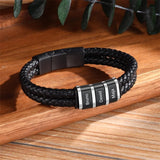 Personalized Name Leather Bracelet for Men – Magnetic Clasp Custom Wristband