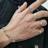 Boho Chain Bracelet with Finger Ring – Trendy Hand Jewelry for Women