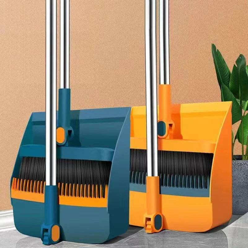 Juego de escoba y recogedor plegables: cepillo vertical de cerdas suaves para limpiar el hogar y la oficina