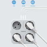 Regleta de enchufes TESSAN EU KR con tomas de CA y puertos de carga USB, adaptador de enchufes de pared para el hogar y la oficina