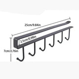 Stainless Steel Kitchen Mug Holder - Wall-Mounted Coffee Cup Rack with 6 Hooks