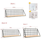 Wall-Mounted Shelf Organizer – Metal & Wood Storage Rack for Home & Office
