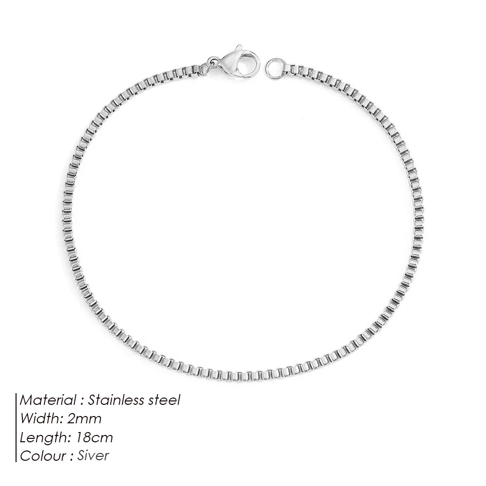 Elegant Stainless Steel Box Chain Bracelet – Classic & Timeless Jewelry for Women