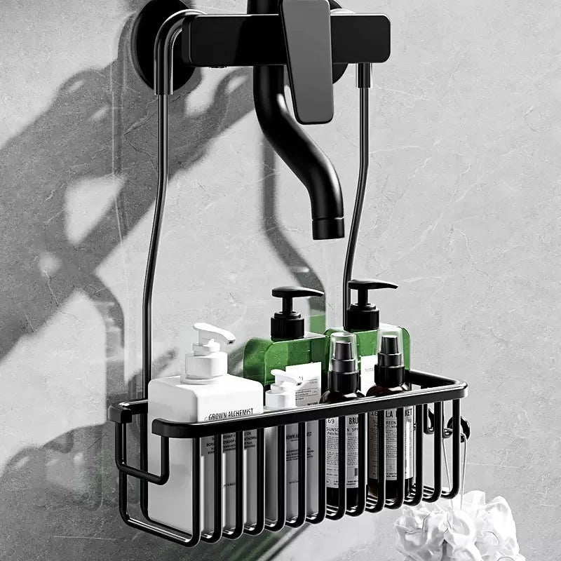 Estante extraíble sin perforaciones, cesta de baño de aluminio, estante para champú sin perforaciones para estantes de baño para organizador de ducha, almacenamiento