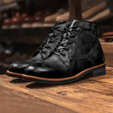 Men’s Retro Lace-Up Leather Boots – Stylish All-Season Ankle Boots for Casual & Workwear