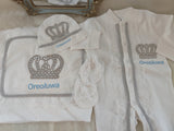 Luxury 5-Piece Newborn Take-Home Set with Jewelry Crown, Mittens, Hat, Shoes & Blanket