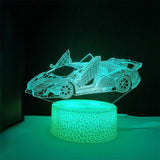 3D Race Car LED Night Light with Touch Control & Color-Changing Modes