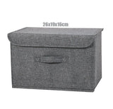 Caja de almacenamiento plegable de lino y algodón: organizador multiusos con tapa
