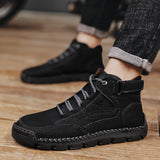 Men’s Lace-Up Split Leather Ankle Boots – Comfortable & Casual Spring/Autumn Footwear