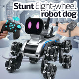 Coche acrobático RC de 8 ruedas: vehículo de control remoto inteligente con forma de perro para niños