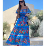 Women’s One-Shoulder Floral Print Swing Dress – Retro Summer A-Line Casual Dress