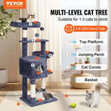 Indoor Cat Tree – Multi-Level Tower with Condo, Sisal Scratching Posts, Hammock & Perch
