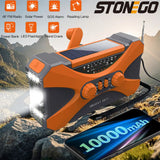 10000mAh Emergency Solar Crank Radio - AM/FM/NOAA Weather Alert, Phone Charger, LED Flashlight & SOS Alarm