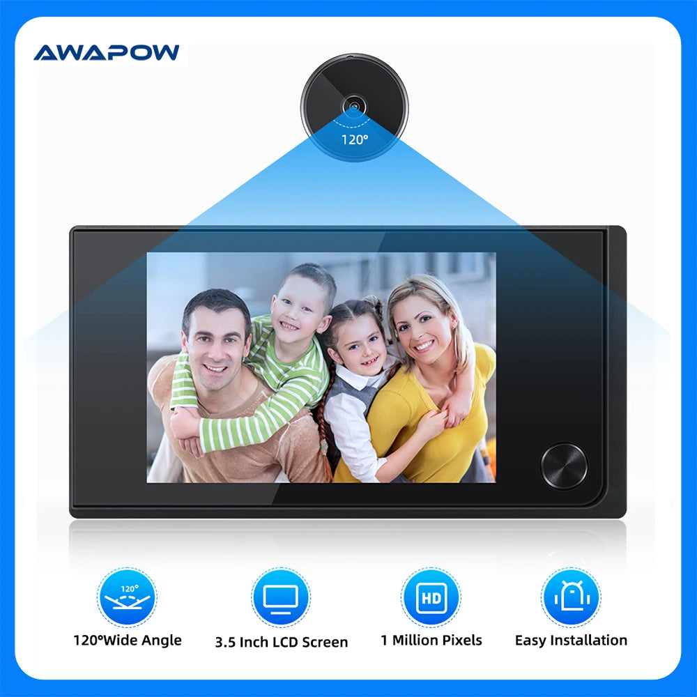 Awapow 3.5" Digital Door Peephole Viewer – 120° HD LCD Door Camera