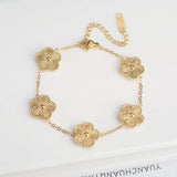 Adjustable Five-Flower Stainless Steel Bracelet for Women
