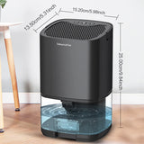 Compact Portable Dehumidifier for Small Rooms – Quiet Moisture Remover with Auto Shut-Off & LED Night Light