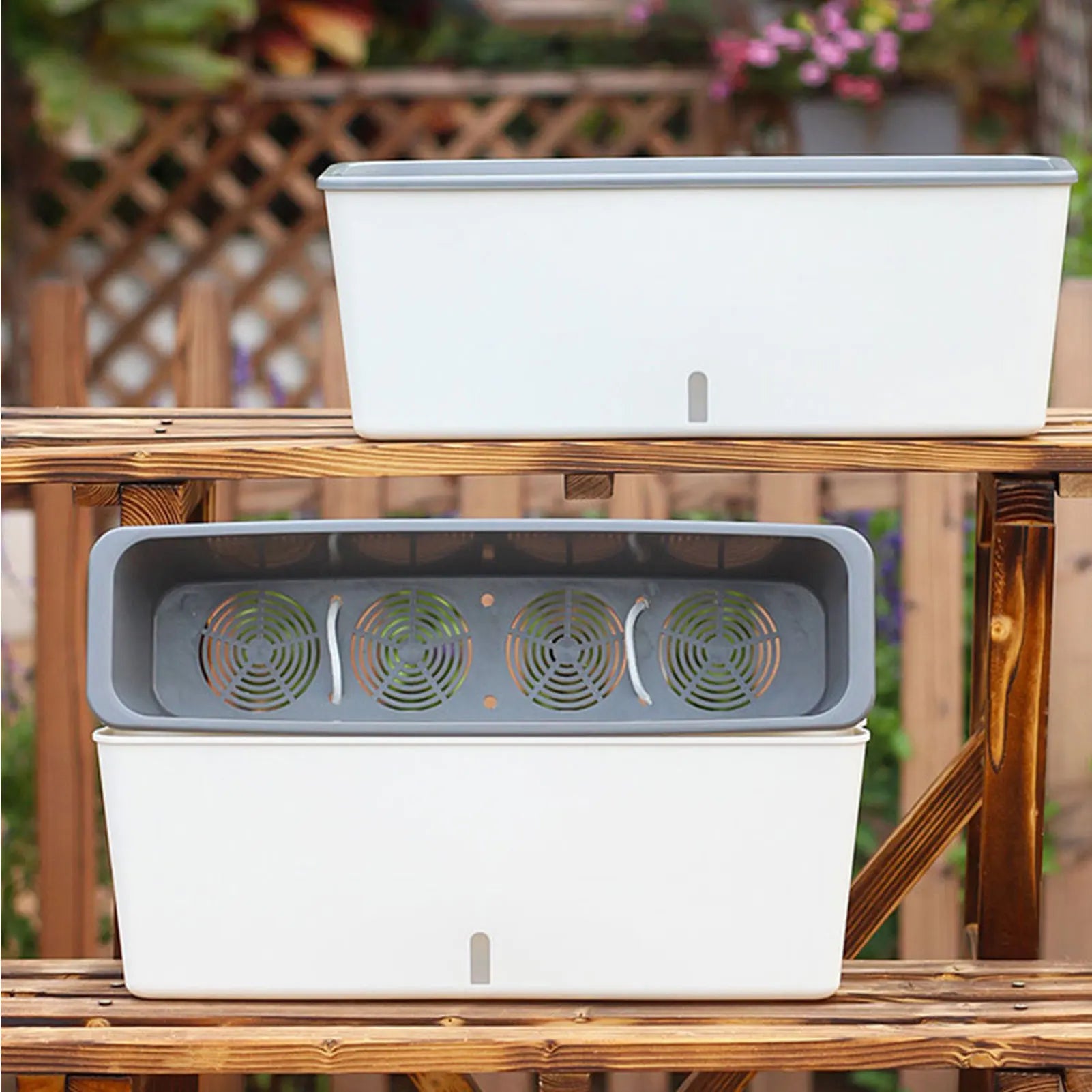 Self-Watering Dual-Layer Indoor Planter Pot with Water Level Indicator