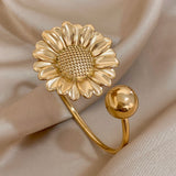 Trendy Gold Flower Cuff Bracelet for Women