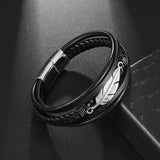 Men's Geometric Leather Bracelet with Zinc Alloy Magnet Clasp – Hiphop/Rock Fashion Accessory
